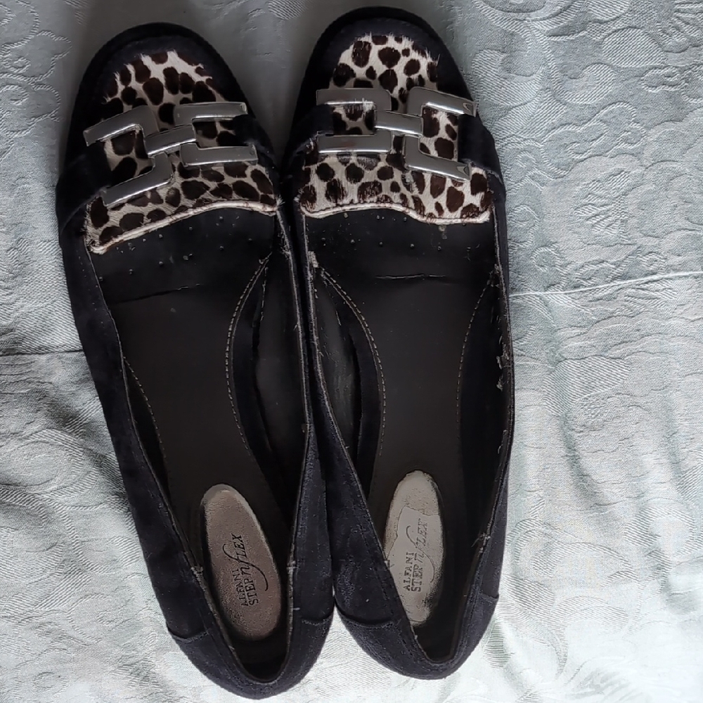 Alfani Black and White Flats with Animal Print Accent